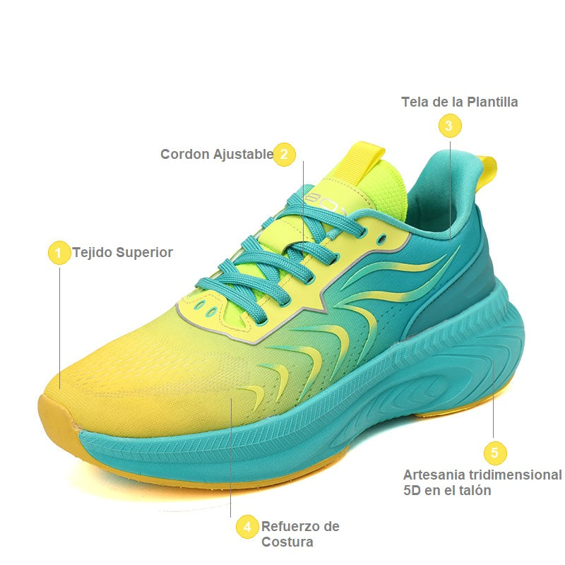 tenis o zapatilla para correr con descripción detallada de las caracteristicas de un zapato running